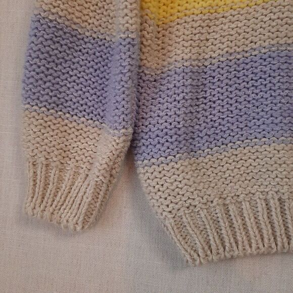 Easel Oversized Sweater Size Small Soft Knit Pullover Crew Neck Pastel Stripes - Picture 5 of 12